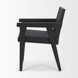 Reid Framed Black Cane Black Fabric Dining Armchair by Mercana at Eve Furniture