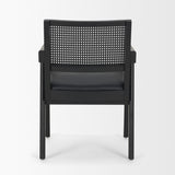 Reid Framed Black Cane Black Fabric Dining Armchair by Mercana at Eve Furniture
