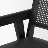Reid Framed Black Cane Black Fabric Dining Armchair by Mercana at Eve Furniture
