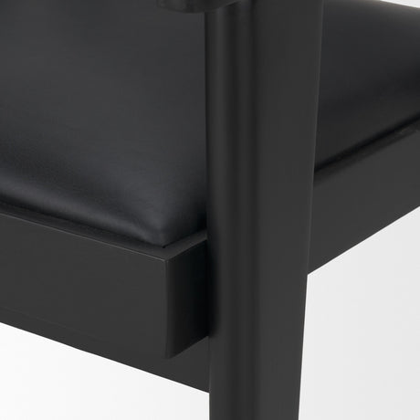Reid Framed Black Cane Black Fabric Dining Armchair by Mercana at Eve Furniture