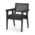 Reid Framed Black Cane Black Fabric Dining Armchair by Mercana at Eve Furniture