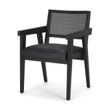 Reid Framed Black Cane Black Fabric Dining Armchair by Mercana at Eve Furniture