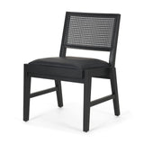 Reid Framed Black Cane Black Leather Dining Chair by Mercana at Eve Furniture