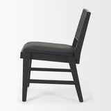 Reid Framed Black Cane Black Leather Dining Chair by Mercana at Eve Furniture