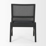 Reid Framed Black Cane Black Leather Dining Chair by Mercana at Eve Furniture