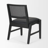Reid Framed Black Cane Black Leather Dining Chair by Mercana at Eve Furniture