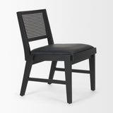 Reid Framed Black Cane Black Leather Dining Chair by Mercana at Eve Furniture
