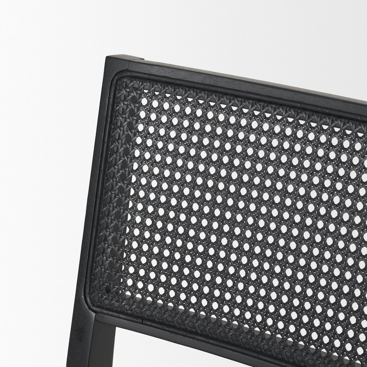 Reid Framed Black Cane Black Leather Dining Chair by Mercana at Eve Furniture