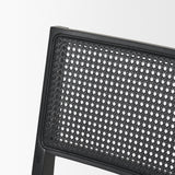Reid Framed Black Cane Black Leather Dining Chair by Mercana at Eve Furniture