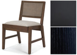 Reid Framed Black Cane Black Leather Dining Chair by Mercana at Eve Furniture