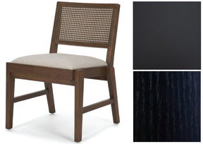 Reid Framed Black Cane Black Leather Dining Chair by Mercana at Eve Furniture