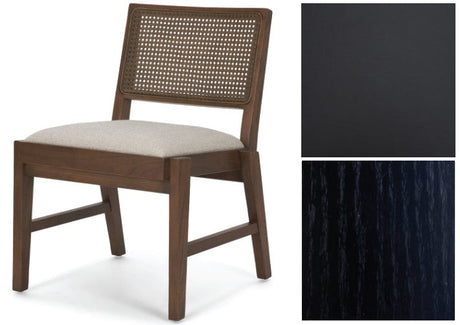 Reid Framed Black Cane Black Leather Dining Chair by Mercana at Eve Furniture