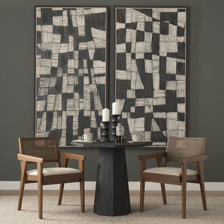Reid Framed Brown Cane Cream Fabric Dining Armchair by Mercana at Eve Furniture