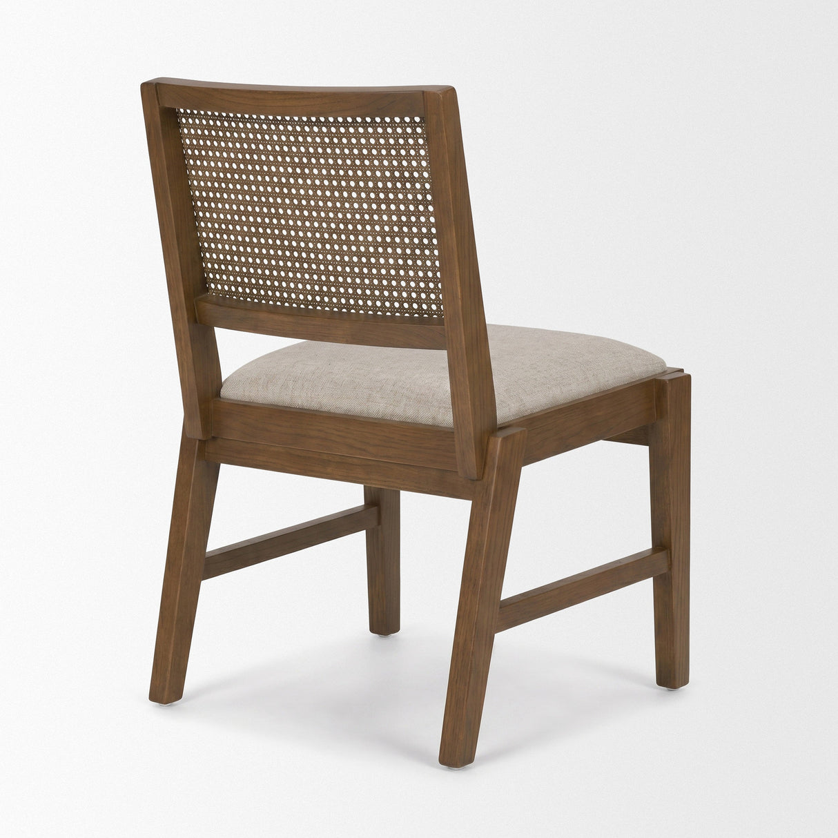 Reid Framed Brown Cane Cream Fabric Dining Chair, Set of 2 by Mercana at Eve Furniture