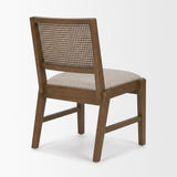 Reid Framed Brown Cane Cream Fabric Dining Chair, Set of 2 by Mercana at Eve Furniture