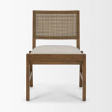 Reid Framed Brown Cane Cream Fabric Dining Chair, Set of 2 by Mercana at Eve Furniture