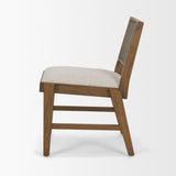 Reid Framed Brown Cane Cream Fabric Dining Chair, Set of 2 by Mercana at Eve Furniture