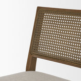 Reid Framed Brown Cane Cream Fabric Dining Chair, Set of 2 by Mercana at Eve Furniture