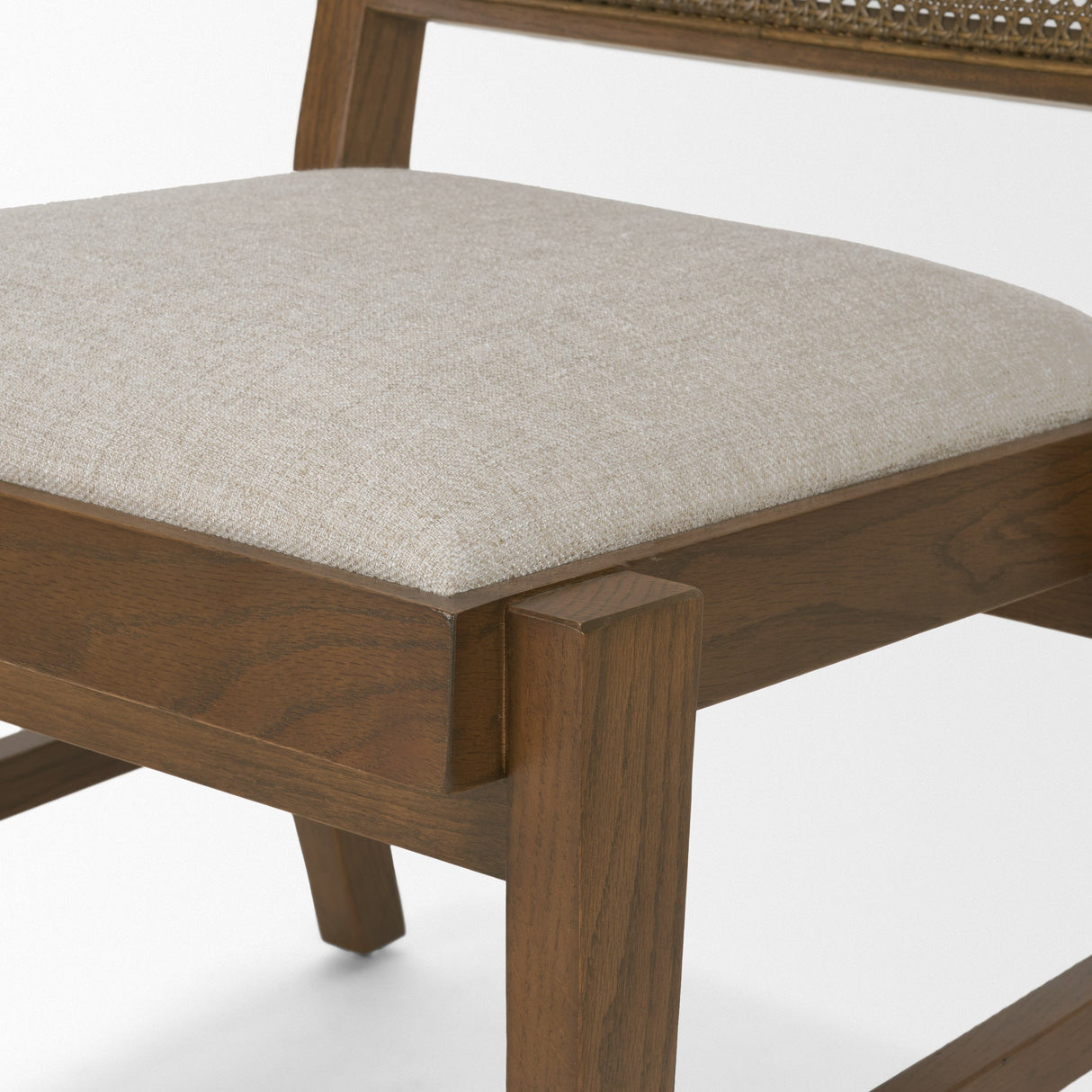 Reid Framed Brown Cane Cream Fabric Dining Chair, Set of 2 by Mercana at Eve Furniture