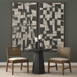 Reid Framed Brown Cane Cream Fabric Dining Chair, Set of 2 by Mercana at Eve Furniture