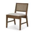 Reid Framed Brown Cane Cream Fabric Dining Chair, Set of 2 by Mercana at Eve Furniture