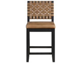 Reid Saddle Brown Camel Vegan Leather 24″ Counter Chair Black Finish by Steve Silver at Eve Furniture