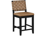Reid Saddle Brown Camel Vegan Leather 24″ Counter Chair Black Finish by Steve Silver at Eve Furniture
