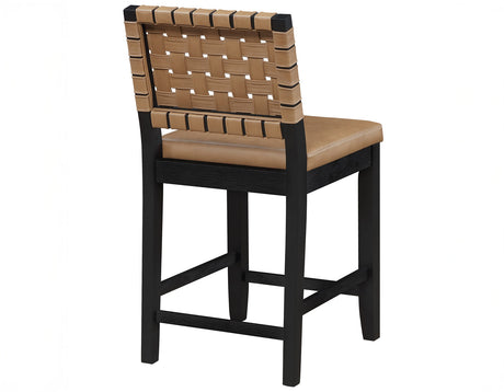 Reid Saddle Brown Camel Vegan Leather 24″ Counter Chair Black Finish by Steve Silver at Eve Furniture