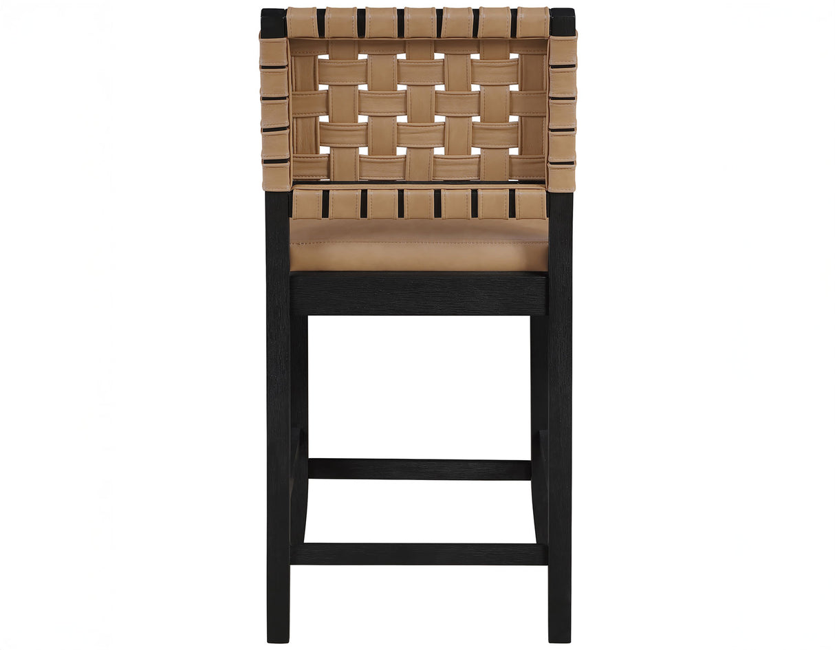 Reid Saddle Brown Camel Vegan Leather 24″ Counter Chair Black Finish by Steve Silver at Eve Furniture