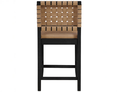 Reid Saddle Brown Camel Vegan Leather 24″ Counter Chair Black Finish by Steve Silver at Eve Furniture