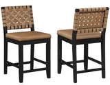 Reid Saddle Brown Camel Vegan Leather 24″ Counter Chair Black Finish by Steve Silver at Eve Furniture