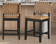 Reid Saddle Brown Camel Vegan Leather 24″ Counter Chair Black Finish by Steve Silver at Eve Furniture