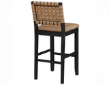 Reid Saddle Brown Vegan Leather 30″ Bar Stool, Black Finish by Steve Silver at Eve Furniture