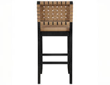 Reid Saddle Brown Vegan Leather 30″ Bar Stool, Black Finish by Steve Silver at Eve Furniture