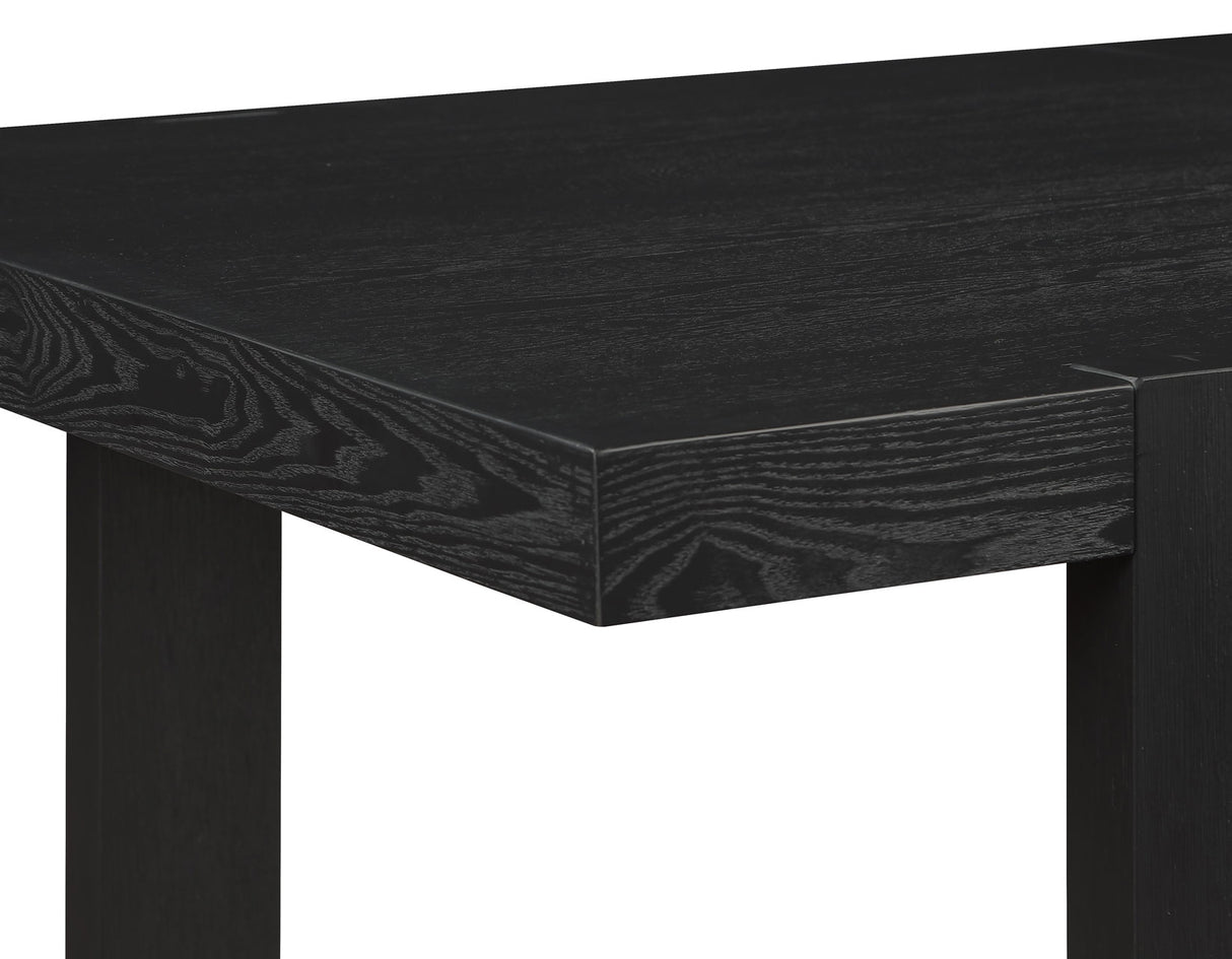 Reid Saddle Brown Vegan Leather 5-Piece Dining Set, Black Finish by Steve Silver at Eve Furniture