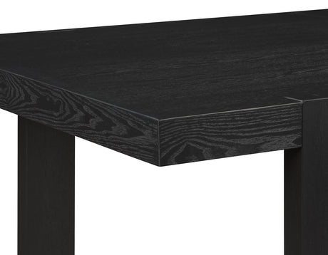 Reid Saddle Brown Vegan Leather 5-Piece Dining Set, Black Finish by Steve Silver at Eve Furniture