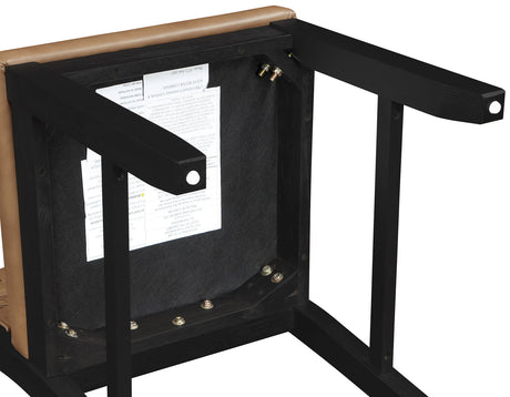 Reid Saddle Brown Vegan Leather 5-Piece Dining Set, Black Finish by Steve Silver at Eve Furniture