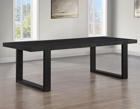 Reid Saddle Brown Vegan Leather 5-Piece Dining Set, Black Finish by Steve Silver at Eve Furniture