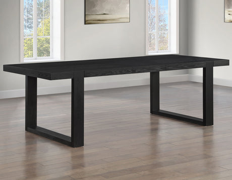 Reid Saddle Brown Vegan Leather 5-Piece Dining Set, Black Finish by Steve Silver at Eve Furniture