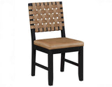 Reid Saddle Brown Vegan Leather Side Chair, Black Finish, Set of 2 by Steve Silver at Eve Furniture