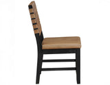 Reid Saddle Brown Vegan Leather Side Chair, Black Finish, Set of 2 by Steve Silver at Eve Furniture