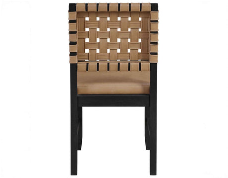 Reid Saddle Brown Vegan Leather Side Chair, Black Finish, Set of 2 by Steve Silver at Eve Furniture