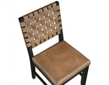 Reid Saddle Brown Vegan Leather Side Chair, Black Finish, Set of 2 by Steve Silver at Eve Furniture