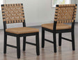 Reid Saddle Brown Vegan Leather Side Chair, Black Finish, Set of 2 by Steve Silver at Eve Furniture