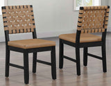 Reid Saddle Brown Vegan Leather Side Chair, Black Finish, Set of 2 by Steve Silver at Eve Furniture