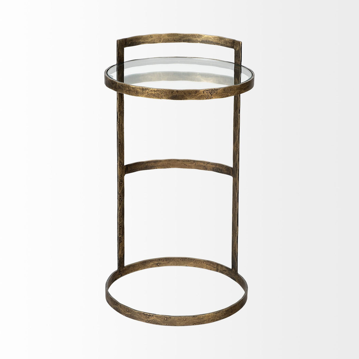 Reimer 15L x 15W Gold Round Glass Top W/Metal Frame Accent Table by Mercana at Eve Furniture