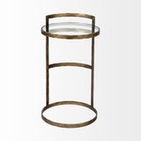 Reimer 15L x 15W Gold Round Glass Top W/Metal Frame Accent Table by Mercana at Eve Furniture