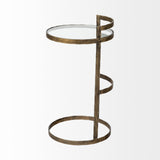 Reimer Gold Round Glass Top W/Metal Frame Accent Table by Mercana at Eve Furniture