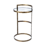 Reimer Gold Round Glass Top W/Metal Frame Accent Table by Mercana at Eve Furniture