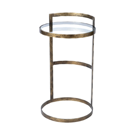 Reimer Gold Round Glass Top W/Metal Frame Accent Table by Mercana at Eve Furniture